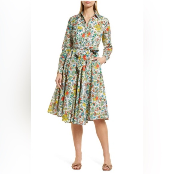 Boden Dresses & Skirts - Boden Dress Sz 4 R Kitty Ivory Lemon Fizz Floral Fruit Print Long Sleeve Pockets